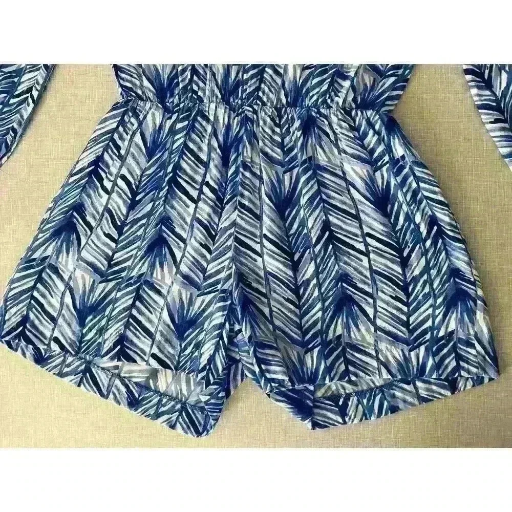 Lilly Pulitzer Sz XS Colby Romper Blue Palm Print Summer Vacation Travel Night - Picture 8 of 16